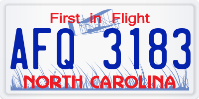 NC license plate AFQ3183