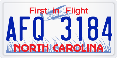 NC license plate AFQ3184