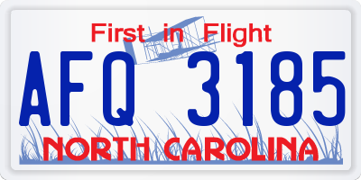 NC license plate AFQ3185