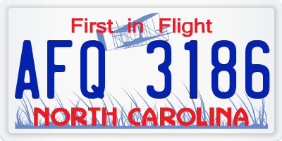NC license plate AFQ3186
