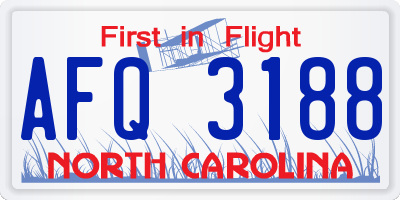 NC license plate AFQ3188