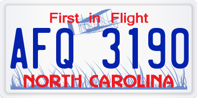 NC license plate AFQ3190