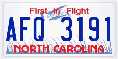 NC license plate AFQ3191