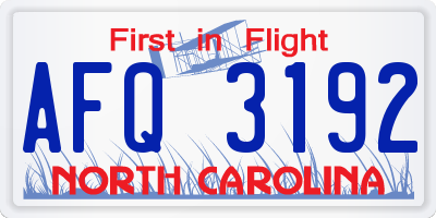 NC license plate AFQ3192