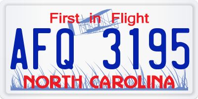 NC license plate AFQ3195
