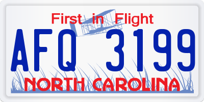 NC license plate AFQ3199