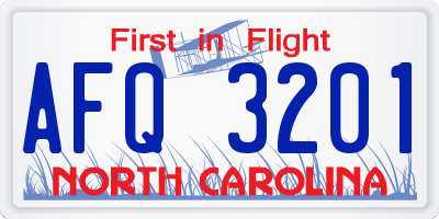 NC license plate AFQ3201