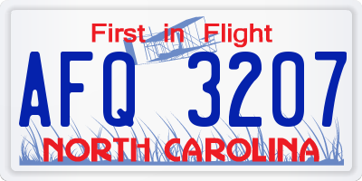 NC license plate AFQ3207