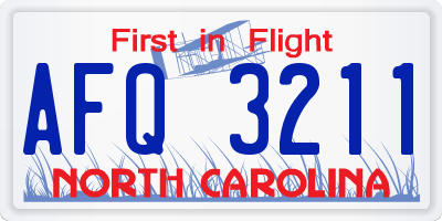 NC license plate AFQ3211