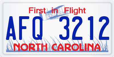 NC license plate AFQ3212