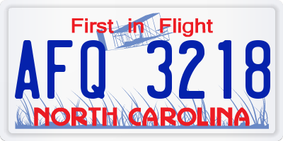 NC license plate AFQ3218