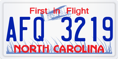 NC license plate AFQ3219