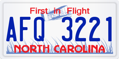 NC license plate AFQ3221