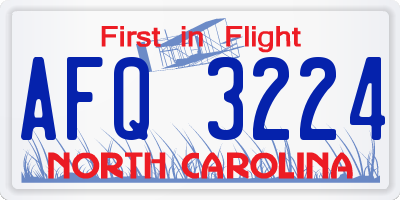 NC license plate AFQ3224