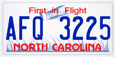 NC license plate AFQ3225