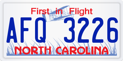 NC license plate AFQ3226