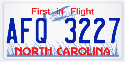 NC license plate AFQ3227