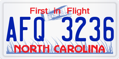 NC license plate AFQ3236