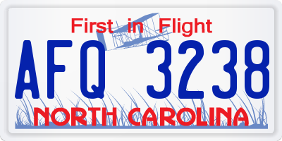 NC license plate AFQ3238