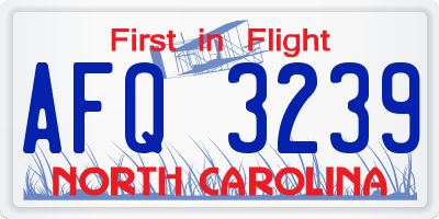 NC license plate AFQ3239