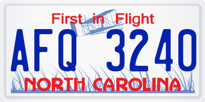 NC license plate AFQ3240