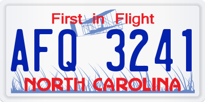 NC license plate AFQ3241