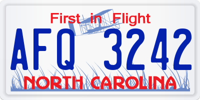NC license plate AFQ3242