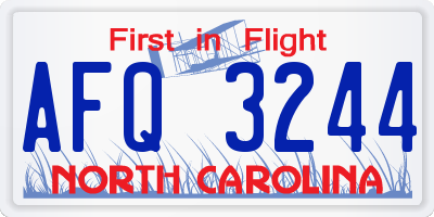 NC license plate AFQ3244
