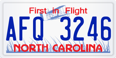 NC license plate AFQ3246