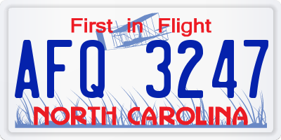 NC license plate AFQ3247