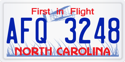 NC license plate AFQ3248