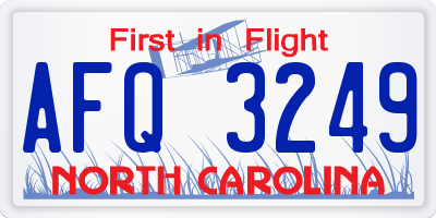 NC license plate AFQ3249