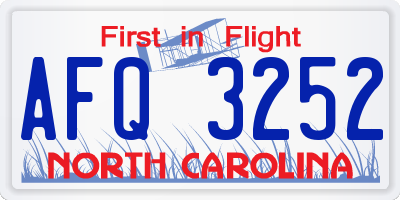 NC license plate AFQ3252