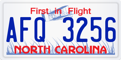NC license plate AFQ3256