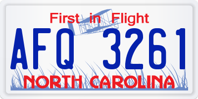 NC license plate AFQ3261