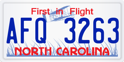 NC license plate AFQ3263