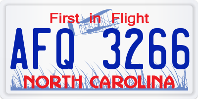NC license plate AFQ3266