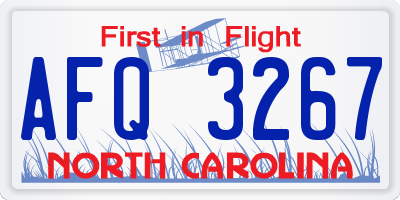 NC license plate AFQ3267