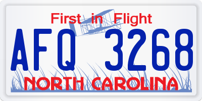 NC license plate AFQ3268