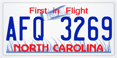 NC license plate AFQ3269