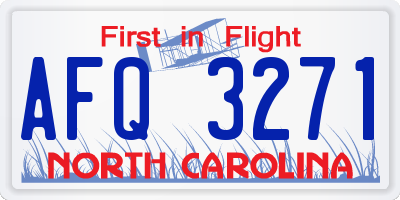 NC license plate AFQ3271