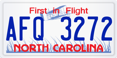 NC license plate AFQ3272