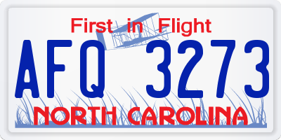 NC license plate AFQ3273