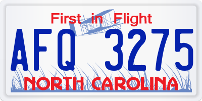 NC license plate AFQ3275