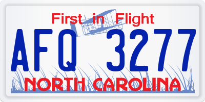 NC license plate AFQ3277
