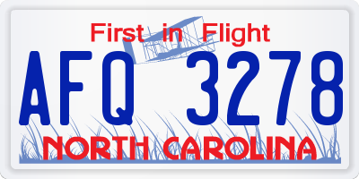 NC license plate AFQ3278