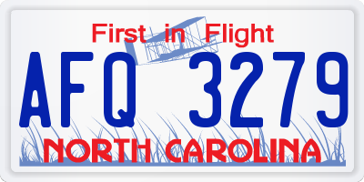 NC license plate AFQ3279