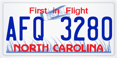 NC license plate AFQ3280