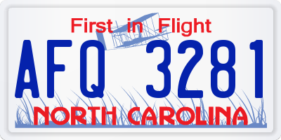 NC license plate AFQ3281