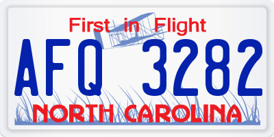 NC license plate AFQ3282